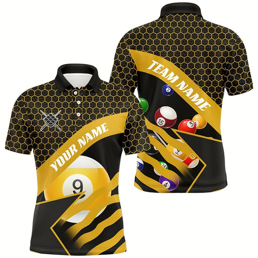 Goofygear Yellow Black Billiard Jerseys For Men Custom 3D Printed 9 Ball Pool Team League Billiard Shirts