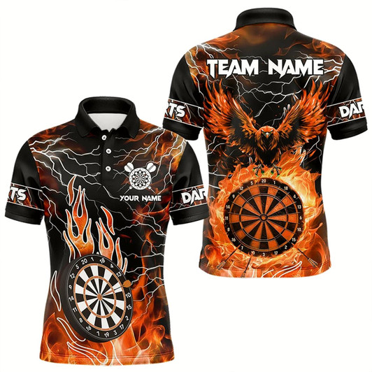 Goofygear Orange Dart Board Fire Flame Custom Eagle Dart Shirts For Men, Thunder Lightning Dart Team Jerseys