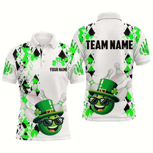 Goofygear Custom Green Funny Bowling Shirt St Patrick Day Bowling Polo Team Jersey Unisex