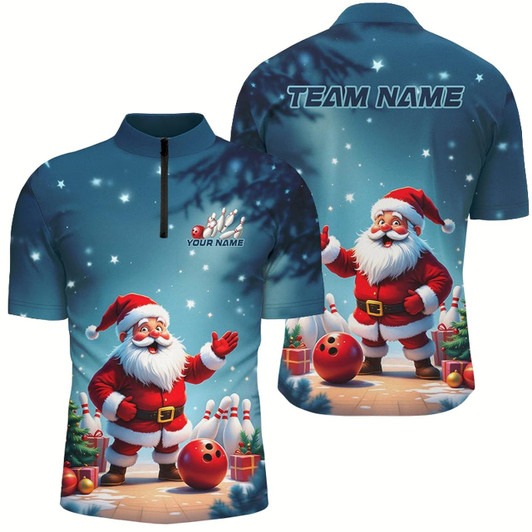 Goofygear Funny Santa Bowling Custom Christmas Bowling Shirts For Men, Bowling Team Uniform Bowlers Outfits