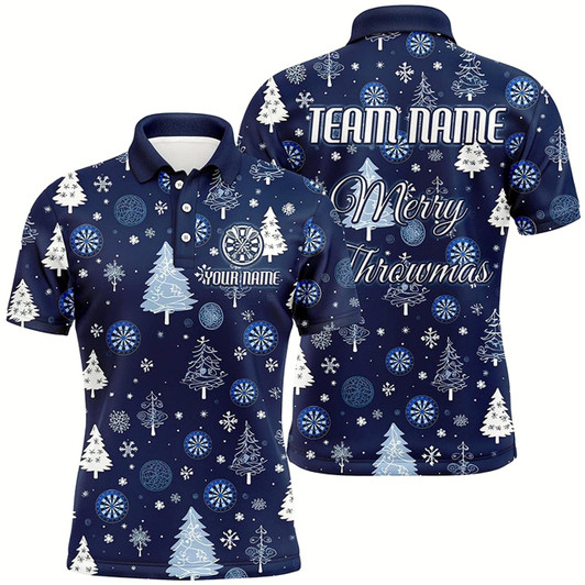 Goofygear Personalized Blue Funny Christmas Tree Dart Shirts For Men Custom Christmas Dart Jerseys Dart Gift Style 1