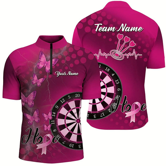 Goofygear Pink Darts Board Breast Cancer Awareness Custom Darts Shirts For Men, Pink Darts Team Jerseys Style 2