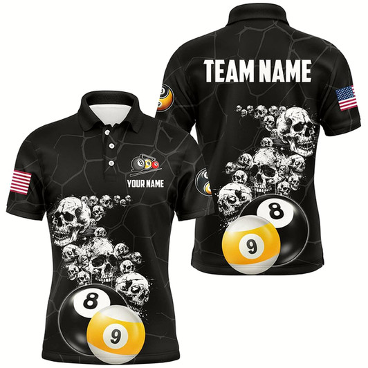 Goofygear Personalized Skull 8 Ball & 9 Ball Billiard Shirts For Men Custom Unique Billiard Apparel Jerseys