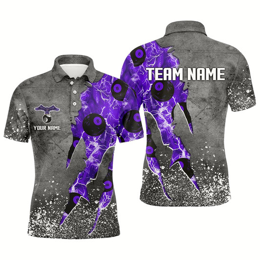 Goofygear Custom Ball 8 Thunder Lighting Grunge Billiard Shirts For Men Best Billiard Team Jersey Purple