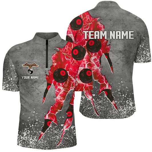 Goofygear Custom Ball 8 Thunder Lighting Grunge Billiard Shirts For Men Best Billiard Team Jersey Red