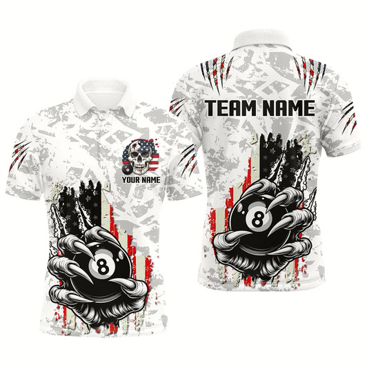 Goofygear Funny Claw Tearing Us Flag 8 Ball Pool Custom Billiard Shirts For Men, Patriotic Billiard Jerseys Style 1