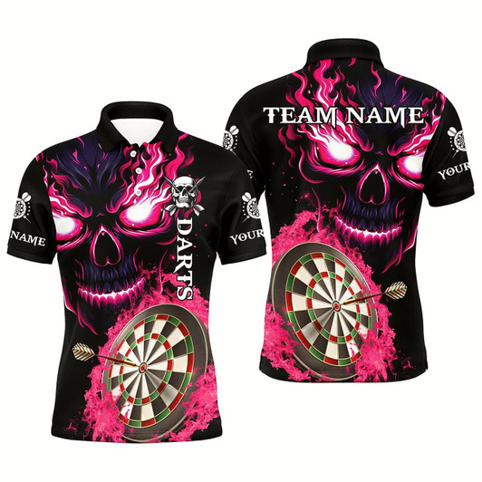 Goofygear Personalized Pink Darts Board Flame Skull Men Dart Shirts Custom Team League Dart Jerseys Uniform