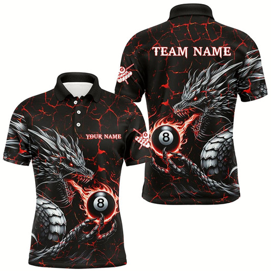 Goofygear Personalized Dragon 8 Ball Pool Lightning Custom Red Men Billiard Shirts, Cool Team Billiard Jersey