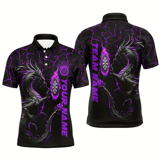 Goofygear Personalized Purple Big Dragon 3D Printed Darts Shirts For Men Custom Team League Darts Jerseys