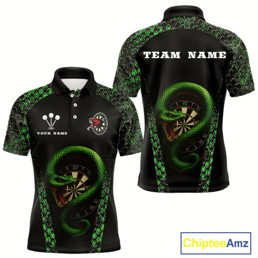 Goofygear Fierce Green Serpent Dartboard Men'S Darts Team Shirt - Custom Name For Players
