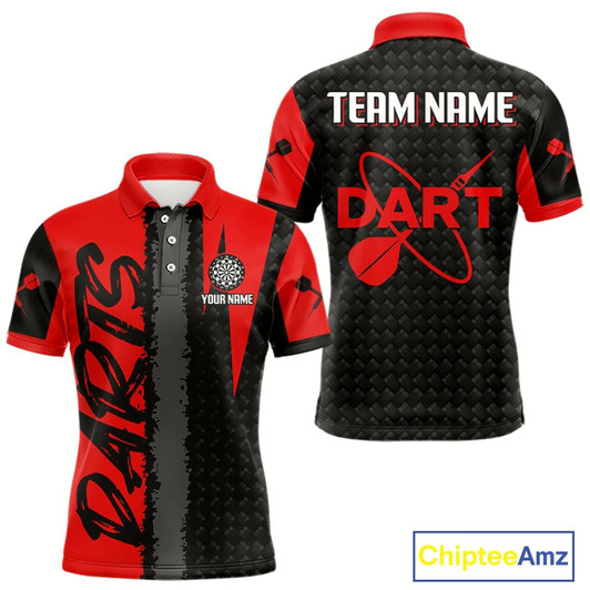 Goofygear Men'S Custom Dart Shirt - Maroon & Black Pattern With Bold Darts Personalized Name