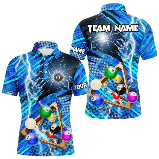 Goofygear Blue Thunder Lightning 8 Ball Pool 3D Billiard Shirts For Men Custom Team League Billiard Jerseys
