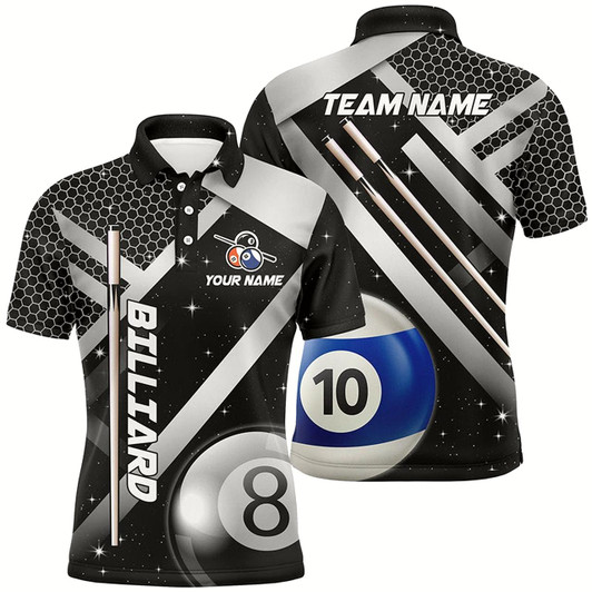 Goofygear Personalized Black Jerseys Billiard 8 Ball & 10 Ball Men Pool Shirts Custom Unique Billiard Uniform