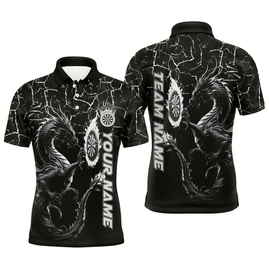 Goofygear Personalized Black White Big Dragon 3D Printed Dart Shirts For Men Custom Team League Darts Jerseys