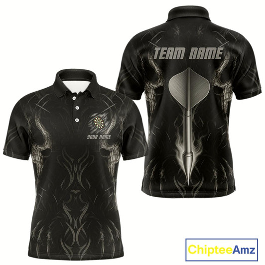 Goofygear Custom Men'S Dart Shirt - Team Jersey With Name Silver Dart Arrow For Dart Players