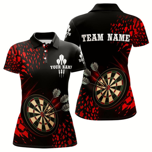 Goofygear Men'S Custom Dart Shirt - 3D Dartboard With Red Geometric Shards, Dart Team Jersey