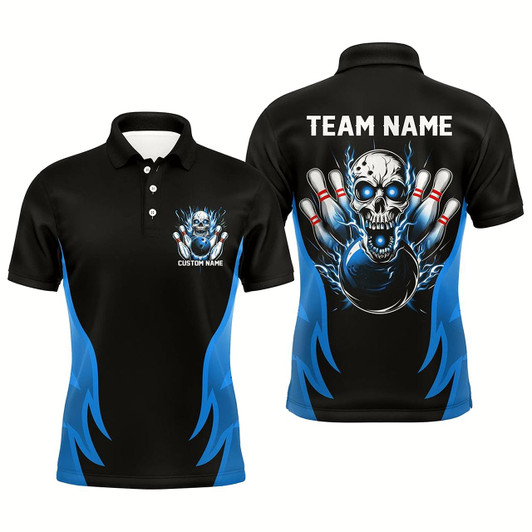 Goofygear Custom Multi-Color Flame Skull Bowling Shirts For Team, Bowlers Outfit Bowling Jerseys For Men
