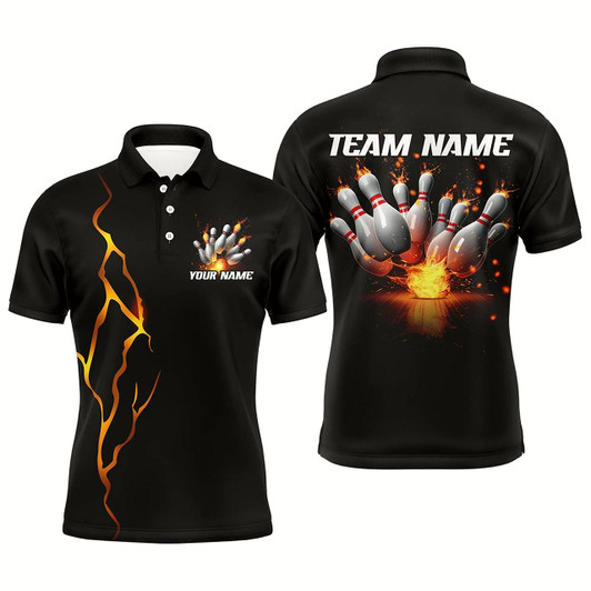 Goofygear Multi-Color Flame Thunder Custom Bowling Shirts With Name, Bowling League Shirts For Team Bowlers Outfits