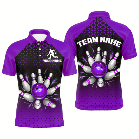 Goofygear Custom Bowling Polo Shirts For Men Purple Bowling Team Jerseys Unisex
