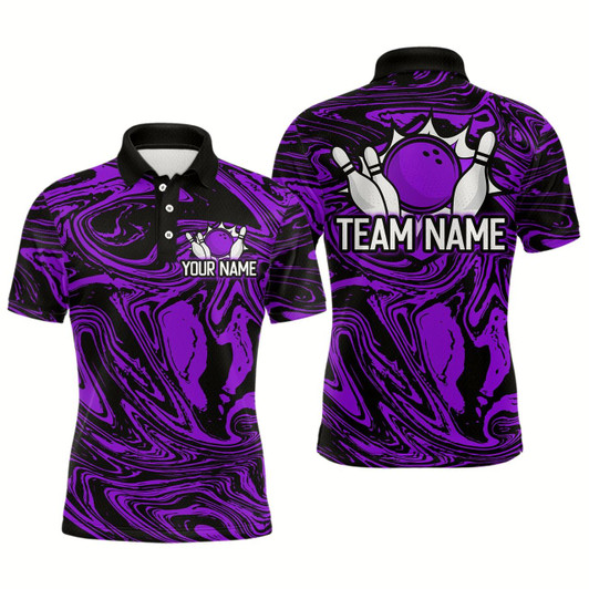 Goofygear Custom Purple Bowling Men Bowling Shirt Polo Bowling Team Jerseys Style 2