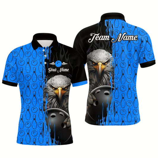 Goofygear Blue Eagle Bowling Custom Men Bowling Shirt Polo Bowling Team Jerseys
