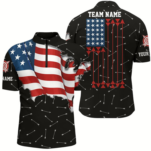 Goofygear Personalized Patriotic Usa Flag Archery Men Polo Shirts Archery Team Uniform Shirts