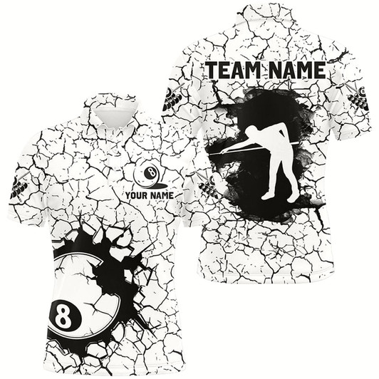 Goofygear Personalized Billiard Crack 8 Ball Pool Men Polo Shirts, Unique Billiard Jerseys