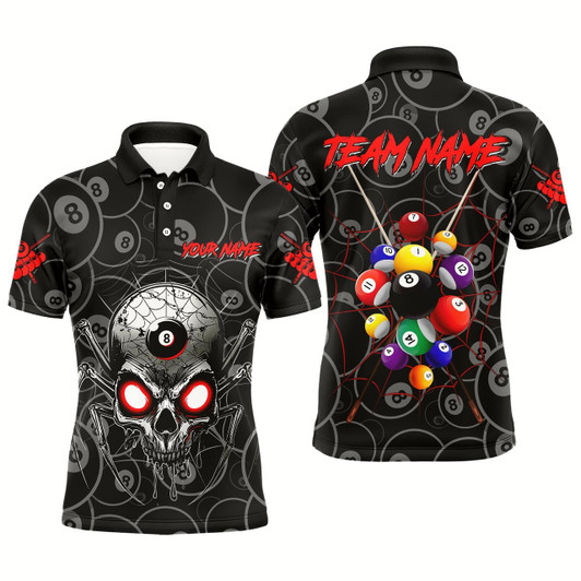 Goofygear Personalized Skull Spider Billiard Balls Men Polo Shirts Custom Billiard Team Jerseys