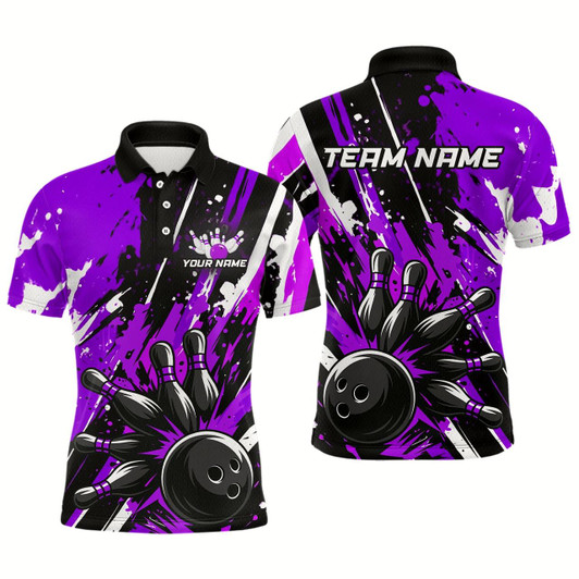 Goofygear Custom Purple Bowling Jersey For Men Bowling Uniform Polo Bowling Team Shirts