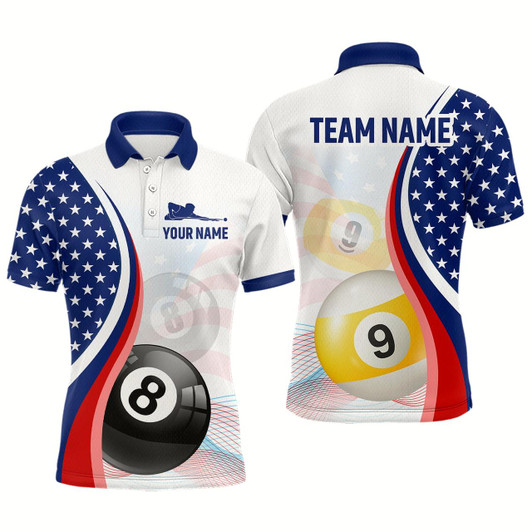 Goofygear Us Flag Billiard Shirt 8 9 Ball Billiard Jersey Billiard Shirt For Men Polo Style 2