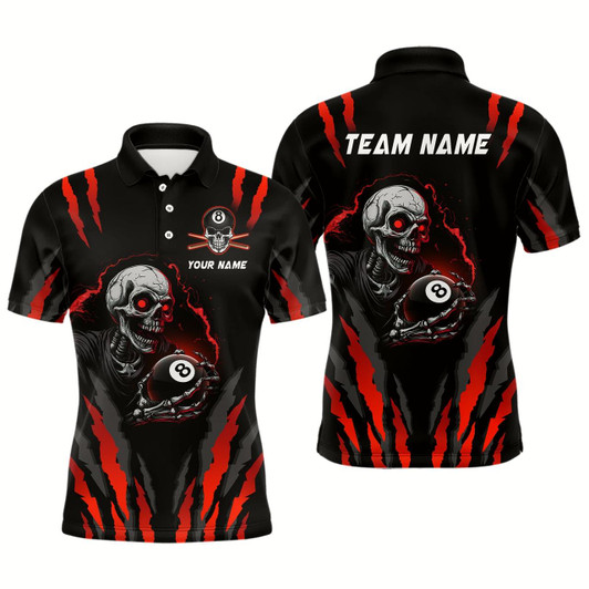 Goofygear Personalized Skull Billiard Team Jerseys Billiard Shirts For Men Polo Shirts