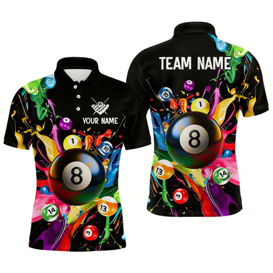 Goofygear Colorful Ball Billiard Jersey Personalized Billiard Shirt For Men, Billiard Team Jersey Polo