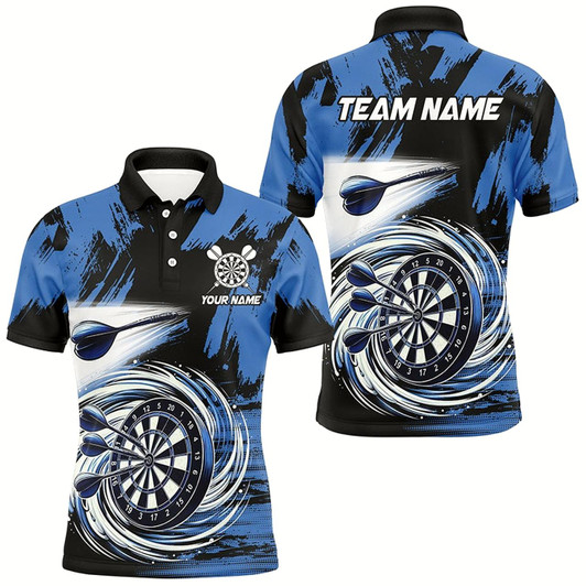 Goofygear Funny Blue Swirling Darts Board Custom Dart Polo For Men, Cool Darts Shirts Team Jerseys