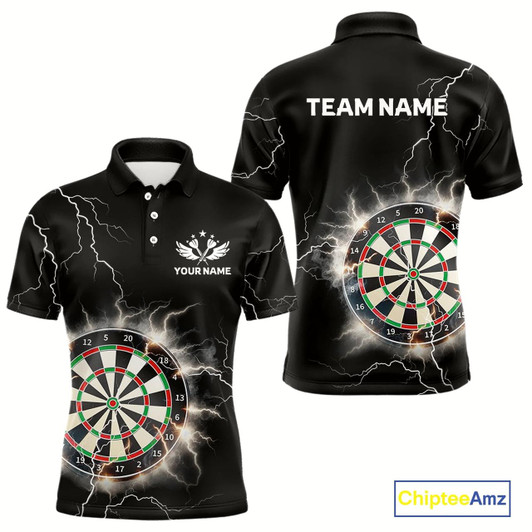 Goofygear Custom Dartboard Thunder Lightning Dart Shirts For Men Darts Polo Team Jerseys