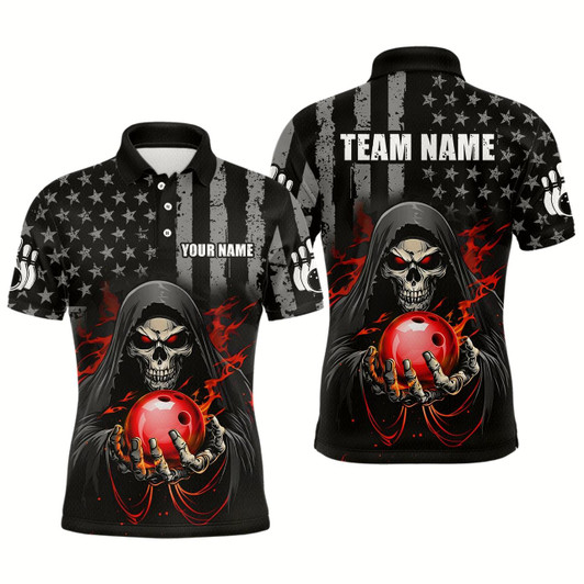 Goofygear Skull Bowling Shirts Custom Name Bowling Jersey For Men Polo Team Bowling Shirts Unisex