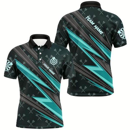 Goofygear Personalized Turquoise Dart Jerseys Men Dart Polo Shirt Custom Team League Dart Shirt