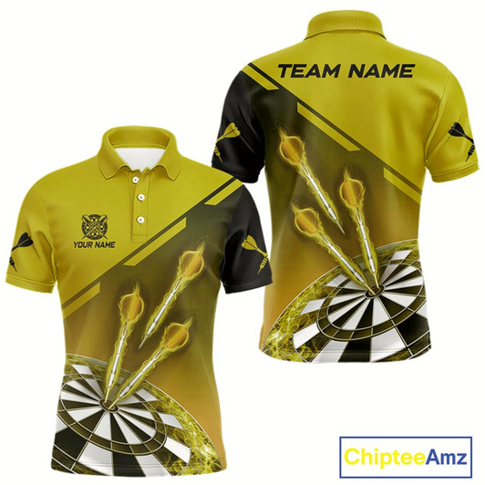 Goofygear Personalized Yellow Dart Jerseys Polo Shirt For Men Custom Dart Shirts Team Uniform