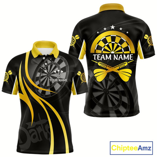 Goofygear Black And Yellow Darts Jersey For Men Custom Team Polo Darts Shirt Uniform