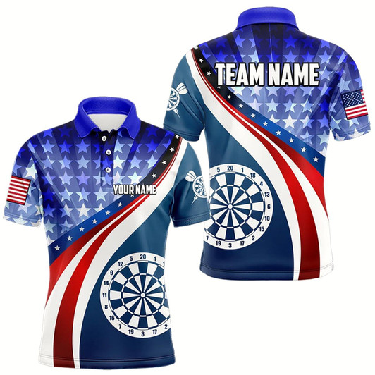 Goofygear Personalized Usa Flag Darts Polo Custom Men Dart Shirt Patriotic American Dart Jersey