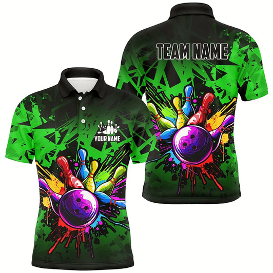 Goofygear Colorful Bowling Jerseys Polo Shirt For Men Custom Bowling Team Shirts For Bowler Green