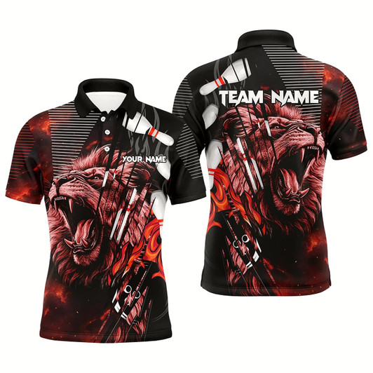 Goofygear Black And Red Lion Custom Men Bowling Polo Shirts Bowling League Shirts Team Jerseys Outfits