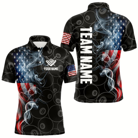 Goofygear Personalized Smoke Us Flag 8 Ball Pool Billiard Polo For Men Team American Billiard Jersey