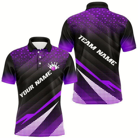 Goofygear Purple Bowling Custom Men Bowling Polo Shirts Bowling Team Jerseys Bowling Tournament
