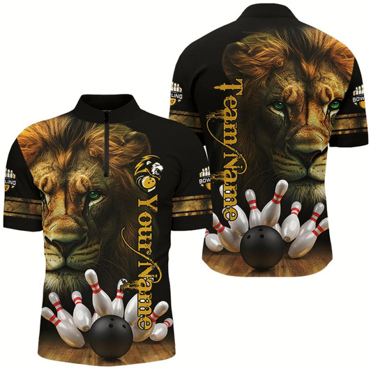 Goofygear Lion Bowling Polo Shirts For Men Custom Bowling League Shirt Bowling Team Jerseys Outfits