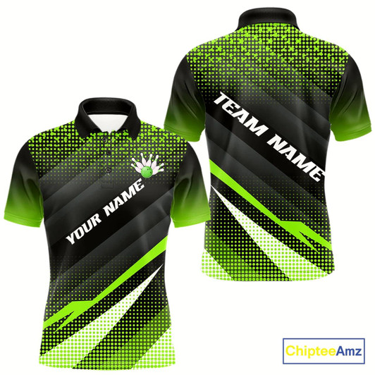 Goofygear Green Bowling Custom Men Bowling Polo Shirts Bowling Team Jerseys Bowling Tournament