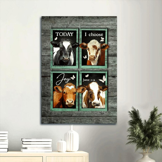 Canvas Art Featuring Cow Painting Mint Window Butterfly And The Joyful Reminder To Choose Joy Today