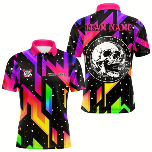 Goofygear Colorful Black Skull Darts Board Dart Polo Shirts For Men Custom Team Dart Jerseys