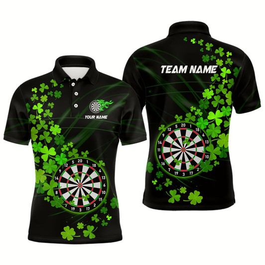 Goofygear Green Shamrock Lucky Darts Polo Shirts For Men Custom St Patrick Day Dart Team Jerseys