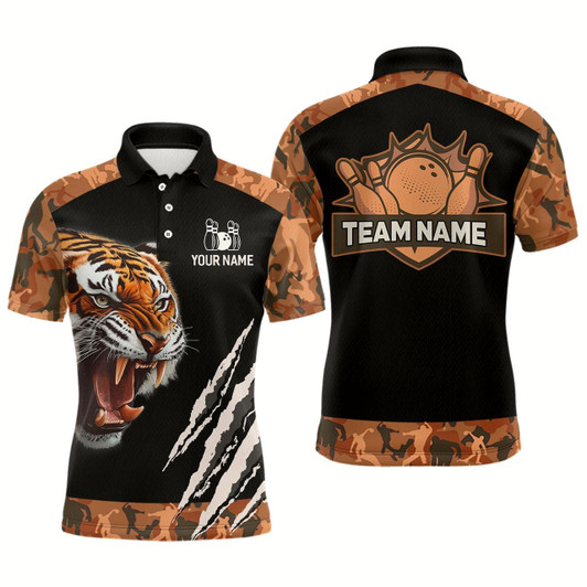Goofygear Tiger Bowling Shirt Custom Bowling Team Jersey For Men Bowling Outfit Polo