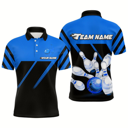 Goofygear Blue Bowling Shirt Custom Bowling Jersey For Men Bowling Polo Shirts Style 2